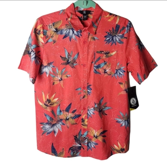 Volcom Hawaiian Verano Dress Shirt XLarge/14 Youth - Picture 1 of 7